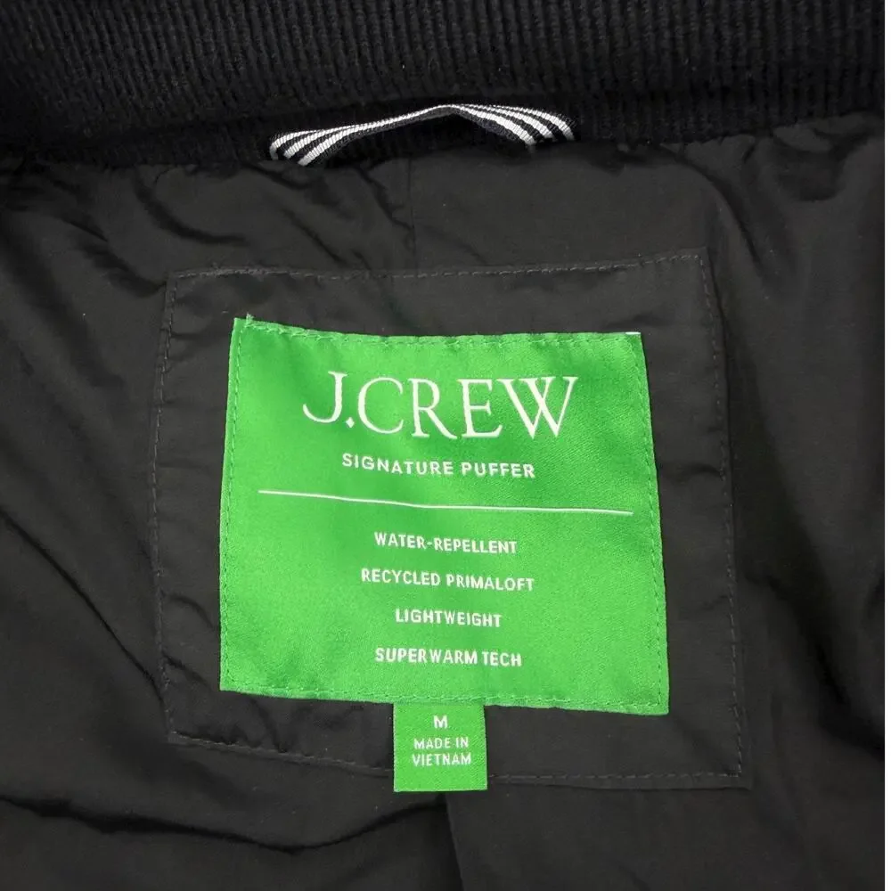 J. Crew New Chateau Puffer Coat Water Resistant Black Size M